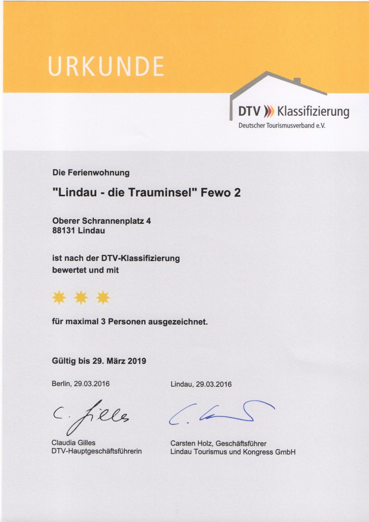 DTV Klassifizierung Lindau die Trauminsel Fewo 2